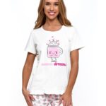 Pijama alba cu mâneca scurtă