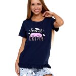 Pijama albastră cu mâneca scurtă