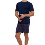 Pijama cu maneca scurta in carouri