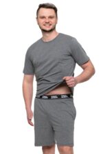 Pijama gri cu maneca scurta