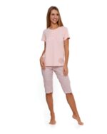 Pijama roz cu maneca scurta si pantalon 3/4 - imagine 5