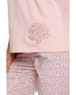 Pijama roz cu maneca scurta si pantalon 3/4 - imagine 4