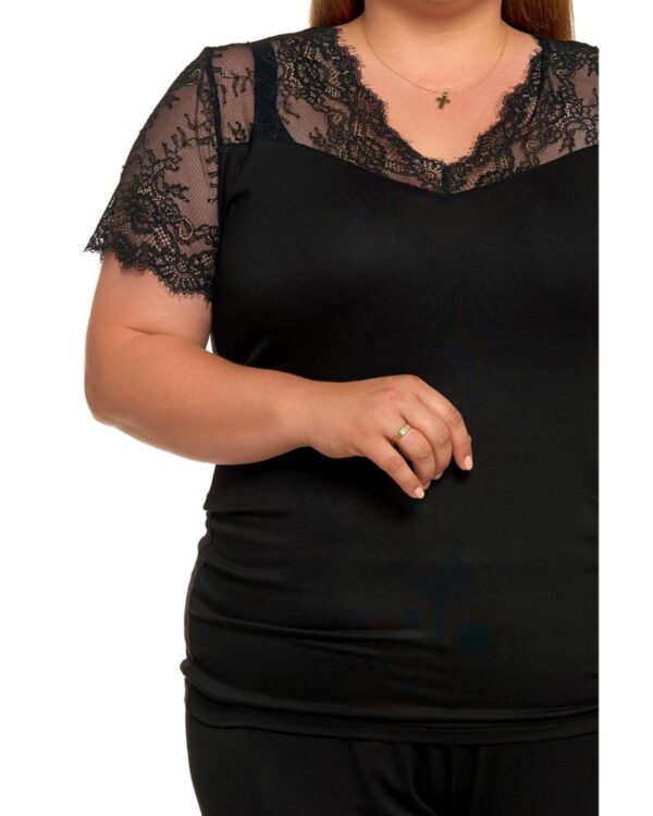 Pijama neagra plus size din vascoza - imagine 2