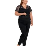 Pijama neagra plus size din vascoza