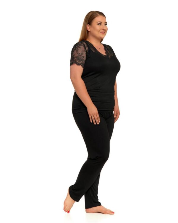 Pijama neagra plus size din vascoza - imagine 3