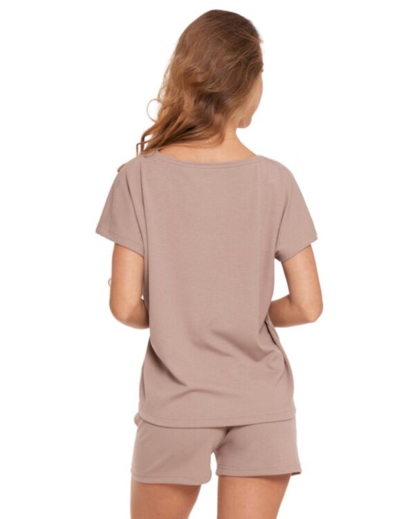 Pijama bej cu nervuri - imagine 2