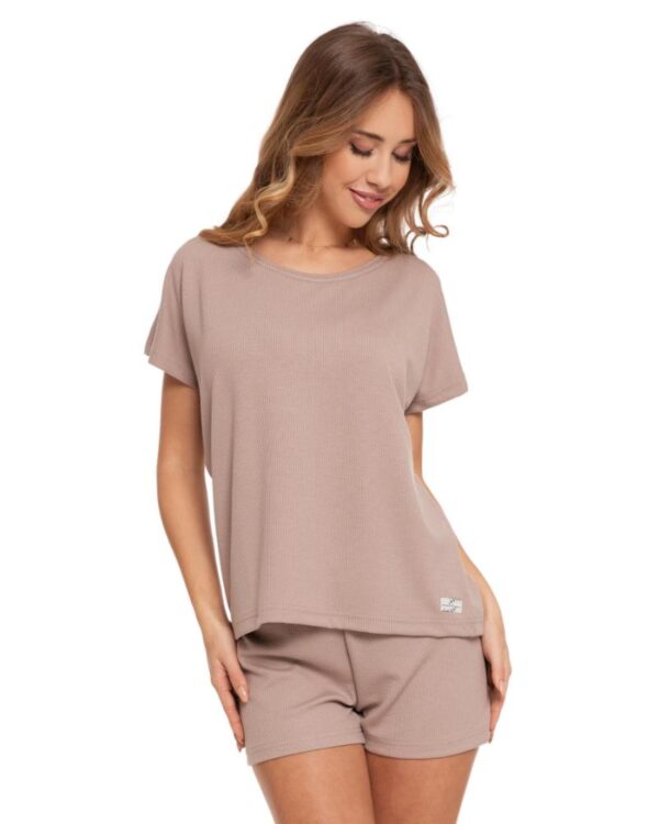 Pijama bej cu nervuri - imagine 3