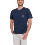 Pijama bleumarin cu maneca scurta