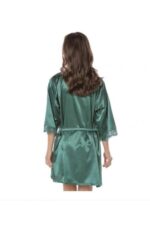 Halat din satin verde cu dantela - imagine 2