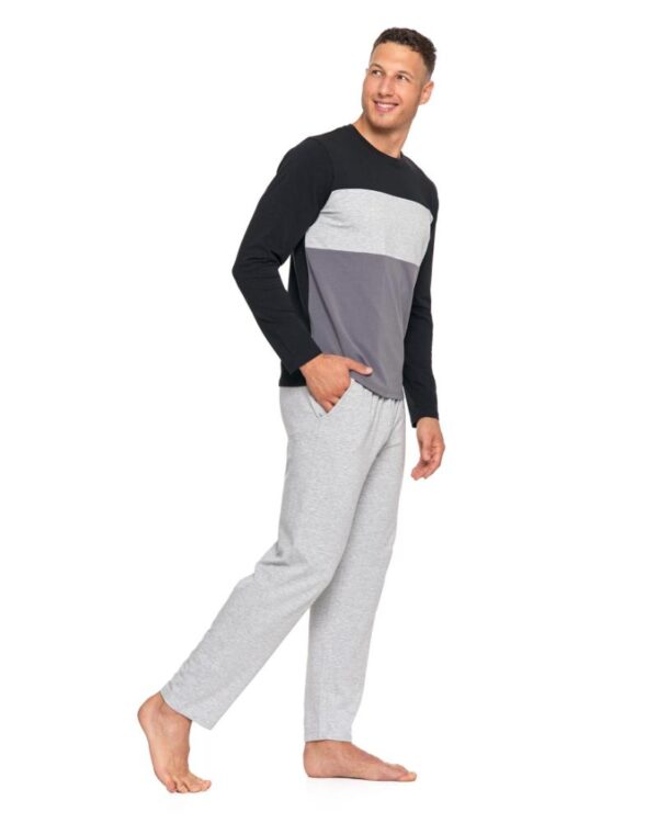 Pijama gri pentru barbati din bumbac - imagine 3