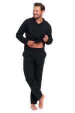 Pijama plus size din bumbac cu nasturi