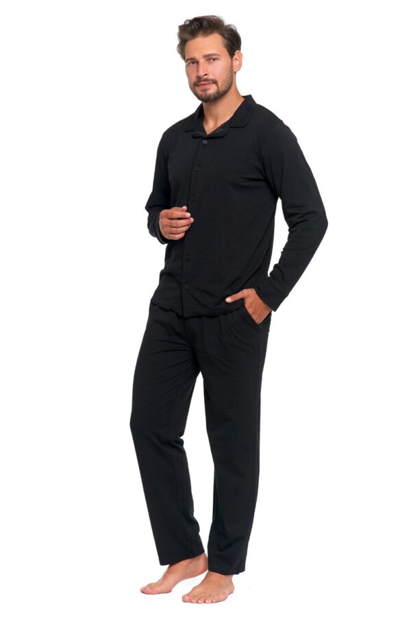 Pijama plus size din bumbac cu nasturi