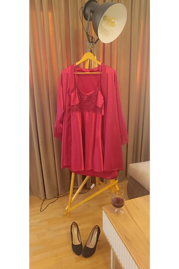 Camasa de noapte din satin bordo