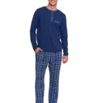 Pijama cu carouri si nasturi pentru barbati